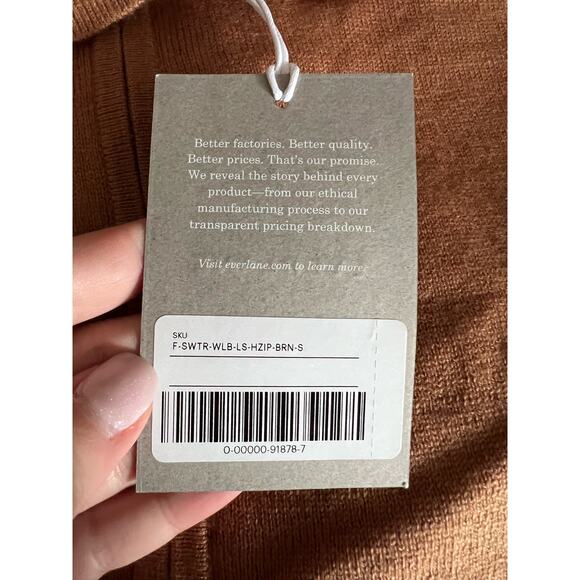 NWT Everlane Women's Luxe Merino Wool Half-Zip Sweater Tawny Brown Size S - Picture 9 of 11